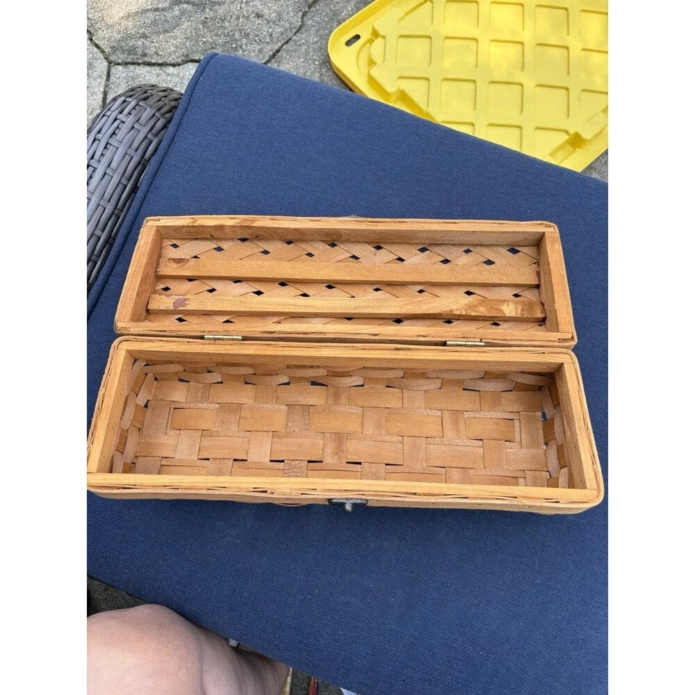 Vintage Wicker Storage Box Large Lidded Basket With Latch Rustic/Cottage Core